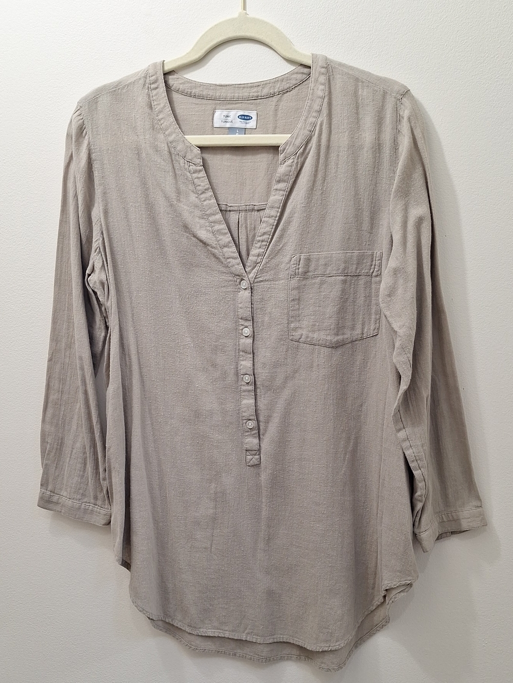 Old Navy Light Taupe Henley Cotton Tunic Size L